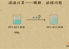 “乐乐课堂”初中化学教学视频素材:《溶液》14溶液计算―稀释、浓缩问题
